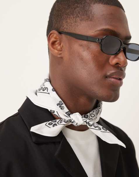 ASOS DESIGN paisley bandana in white and black - view 1