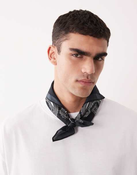ASOS DESIGN paisley cotton bandana in black - view 1