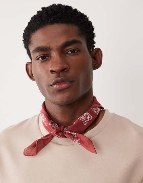 ASOS DESIGN paisley cotton bandana in burgundy - view 1