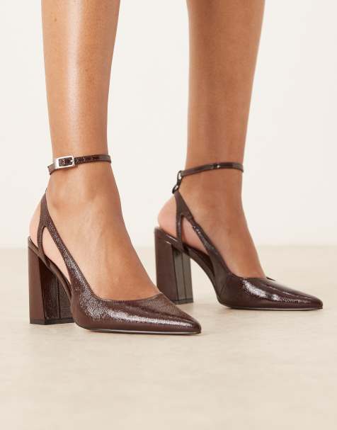 ASOS DESIGN Paisley high block heel shoes in chocolate - view 1