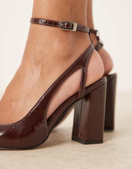 ASOS DESIGN Paisley high block heel shoes in chocolate