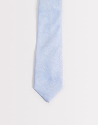 Asos Design Paisley Necktie In Blue