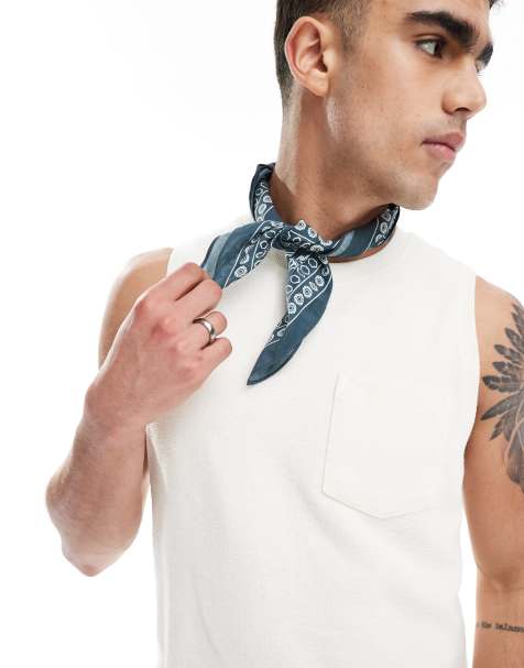 ASOS DESIGN paisley print bandana in dark blue - view 1