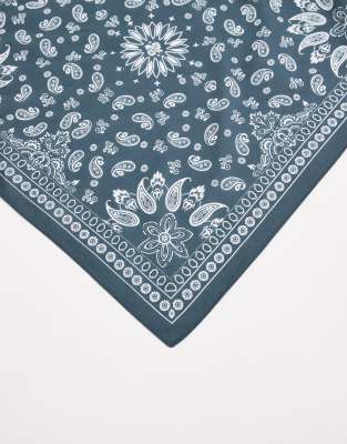 Asos Design Paisley Print Bandana In Blue