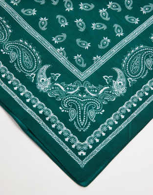 Asos Design Paisley Print Bandana In Green