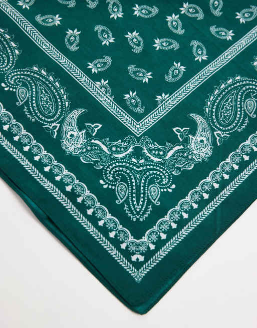 ASOS DESIGN paisley print bandana in dark green