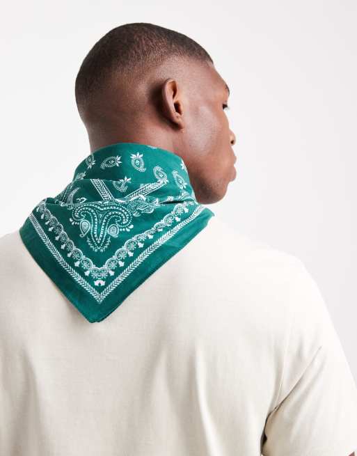 ASOS DESIGN paisley print bandana in dark green
