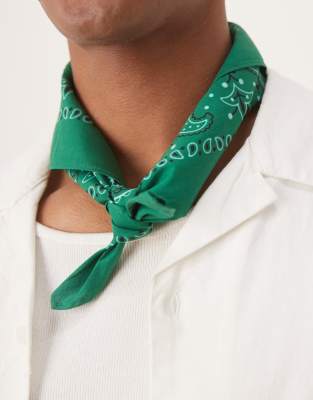 Asos Design Paisley Print Bandana In Green