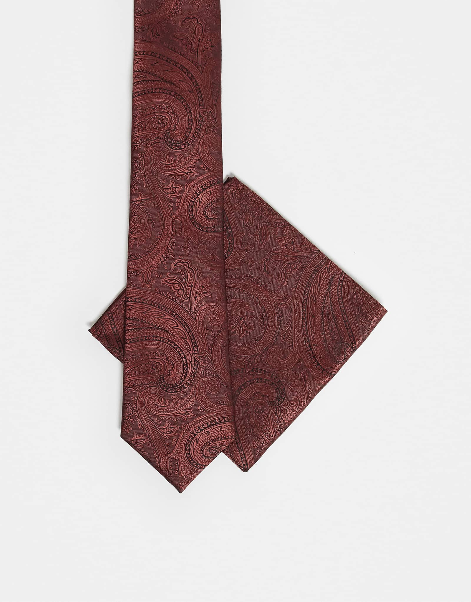 Галстук-бабочка ASOS DESIGN с принтом пейсли на шее и квадратным карманом коричневого цвета