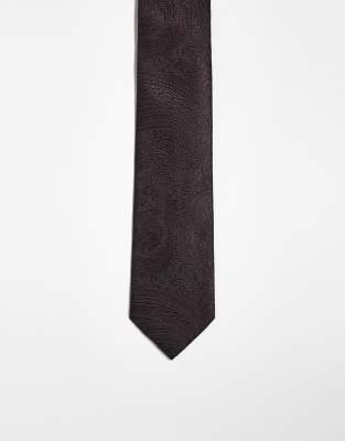 paisley print tie in dark brown