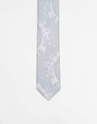 asos ASOS DESIGN paisley print tie in grey