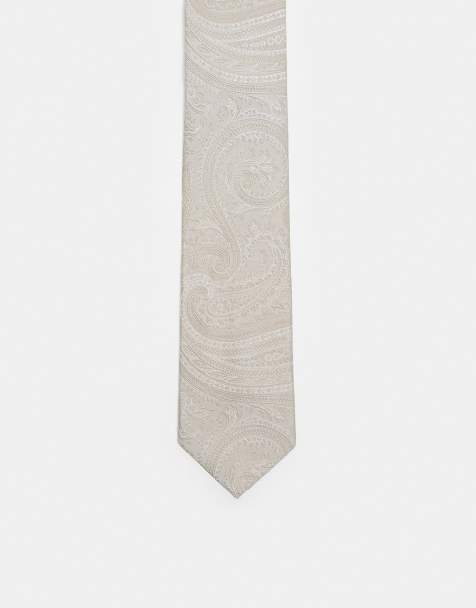 ASOS DESIGN paisley print tie in neutral - view 1