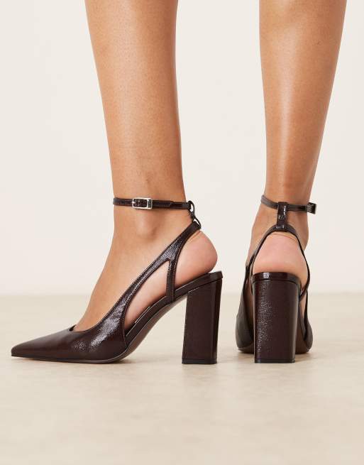 ASOS DESIGN - Paisley - Schoenen met hoge blokhak in chocoladebruin, 3 van 4