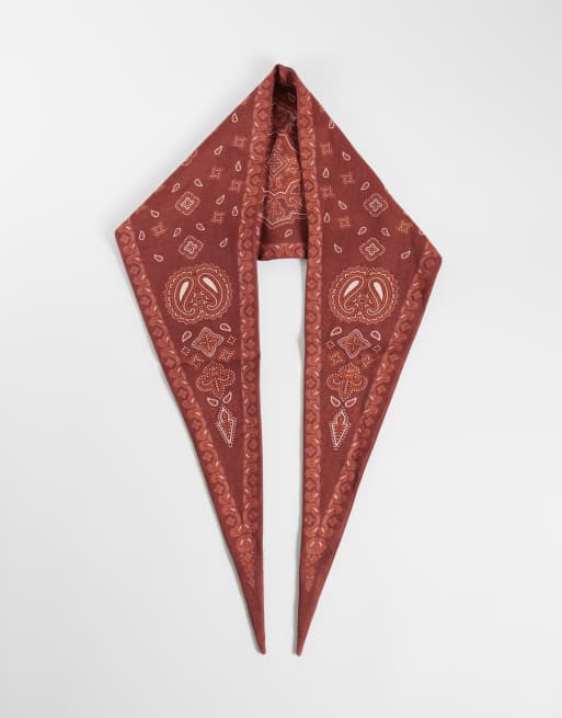 ASOS DESIGN paisley triangle neck scarf in brown, 2 of 4