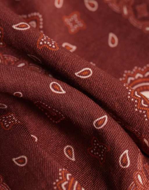 ASOS DESIGN paisley triangle neck scarf in brown, 3 of 4