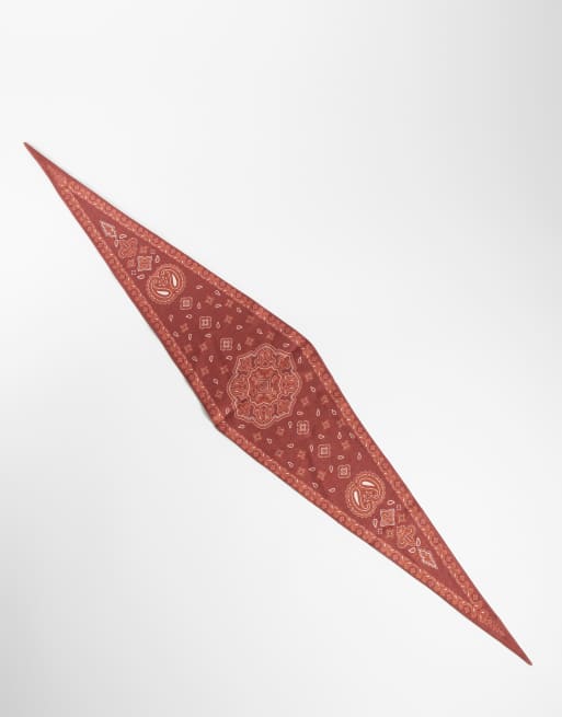 ASOS DESIGN paisley triangle neck scarf in brown, 4 of 4