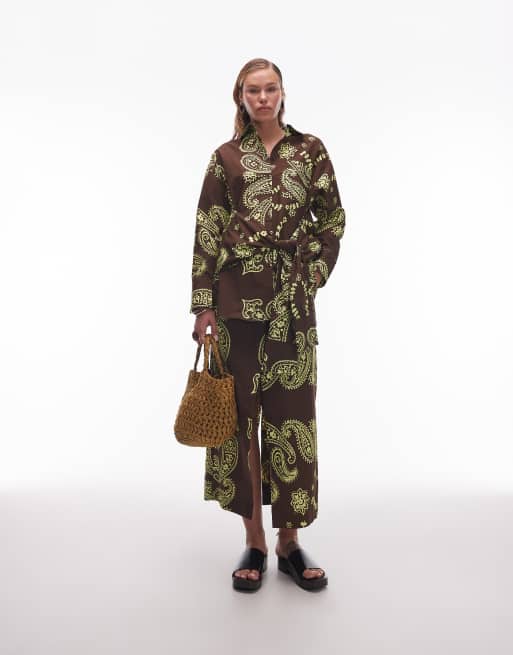 ASOS DESIGN – Paisleymönstrad skjorta i poplin med knytning i midjan, 4 av 4