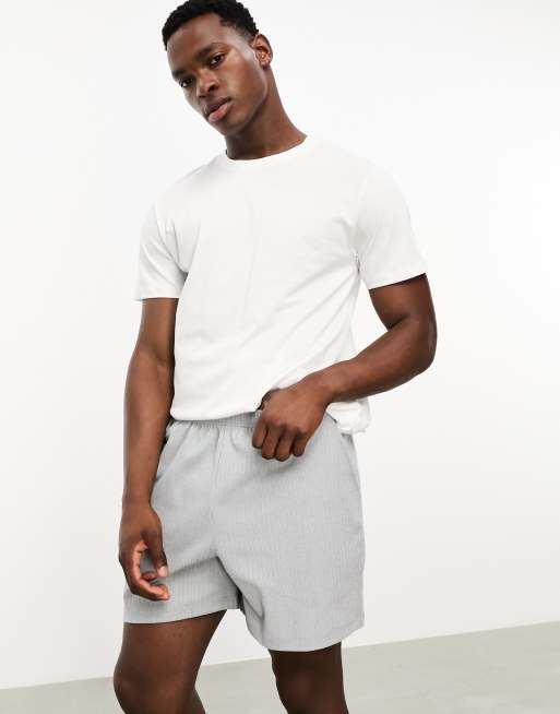 ASOS DESIGN pajama lounge set with T shirt and shorts in white and