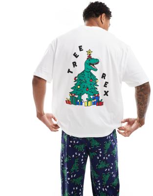 pajama set with Christmas tree rex in navy-Multi