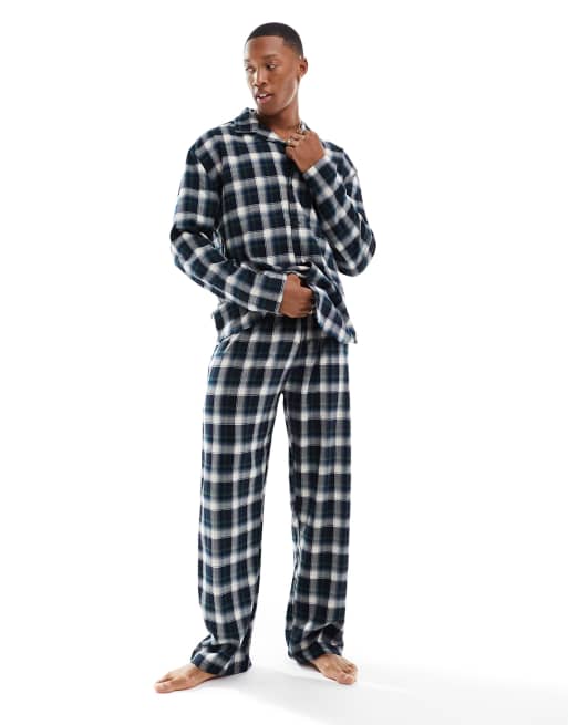 ASOS DESIGN pajama set with long sleeve shirt and bottoms in plaid