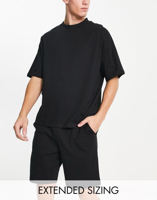 ASOS DESIGN pajama set with oversized t shirt and shorts in jersey