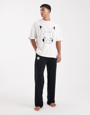 Asos Design Pajama Set With Pokemon Print In Black