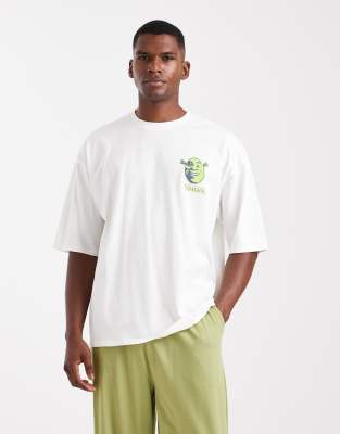 Asos Design Pajama Set With Shrek Prints In Green