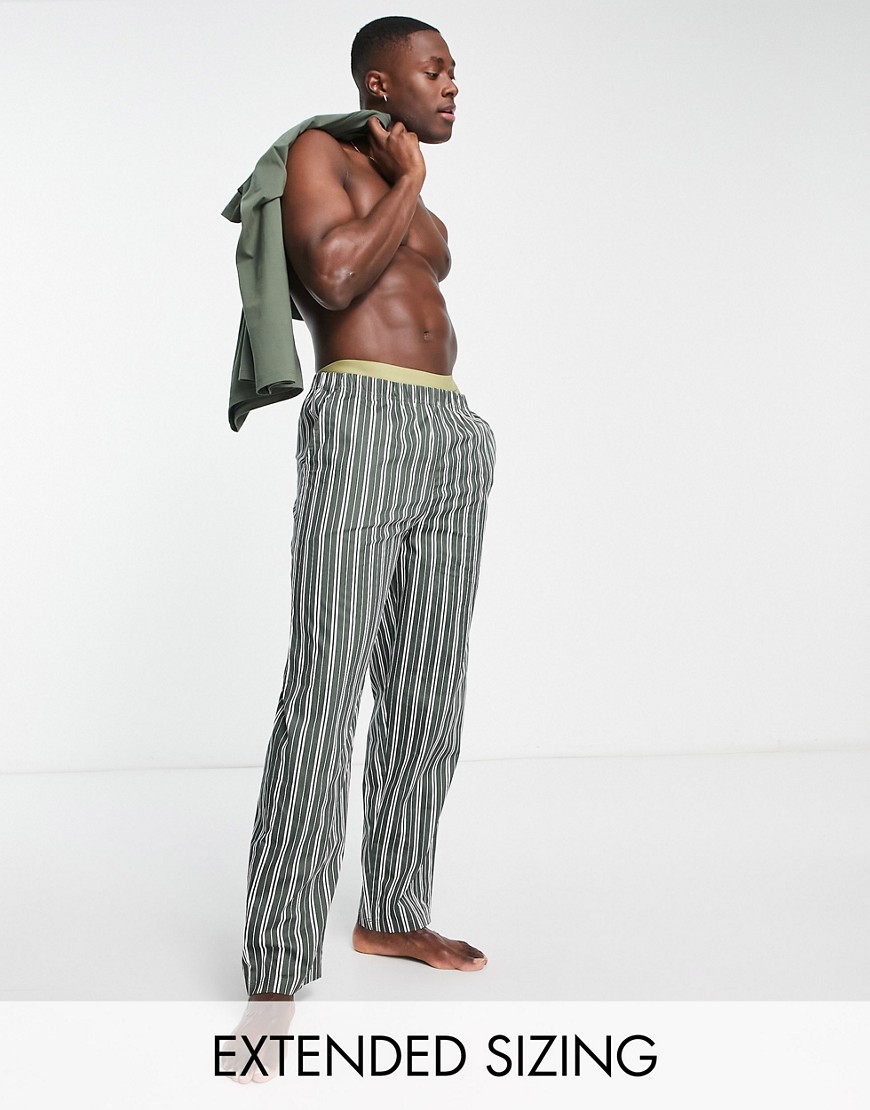 ASOS DESIGN pajama set with t-shirt and pants in green stripe