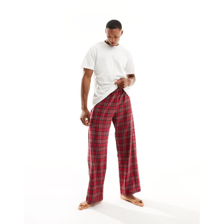 Mens red discount check pyjama set