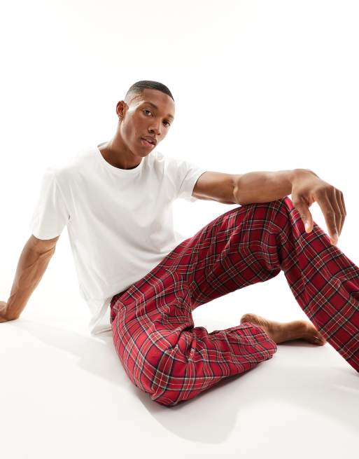 ASOS DESIGN pajama set with t-shirt and pants in red check