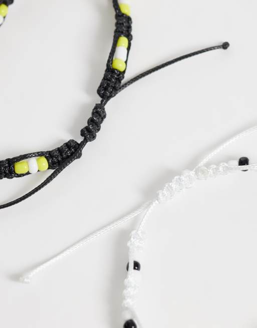 ASOS DESIGN pakke med 2 flettede armbånd med perler i multifarve, 3 af 3