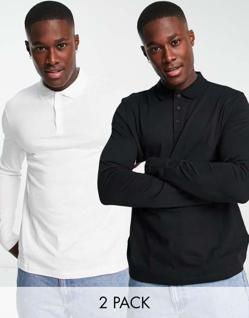 ASOS DESIGN - Pakke med 2 forskelligfarvede skjorter i jersey med gennemgående knapper