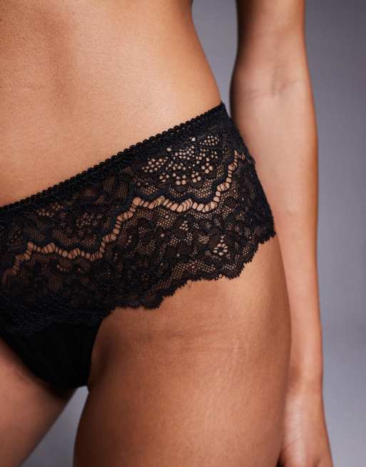 ASOS DESIGN - Pakke med 2 g-strenge i blondestof i sort/bordeaux, 2 af 4