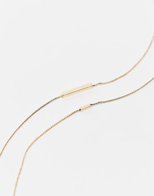 ASOS DESIGN - Pakke med 2 guldfarvede ankelkæder med stangdetalje, 4 af 4