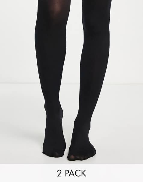 ASOS DESIGN - Pakke med 2 par 120 denier strømpebukser i sort - view 1