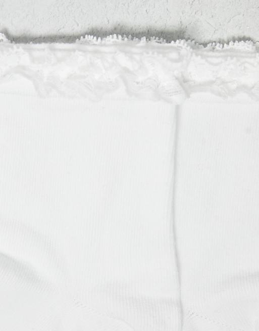 ASOS DESIGN - Pakke med 2 par ankelsokker med flæse i hvid , 2 af 4