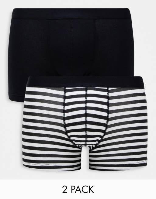 ASOS DESIGN - Pakke med 2 par boksershorts i jersey i sort/stribet