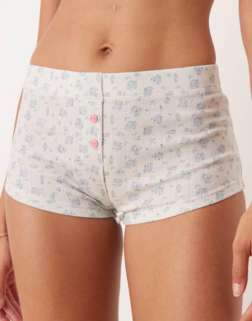 ASOS DESIGN - Pakke med 2 par boksershorts i lyserød/med blomstermønster i pointelle, 3 af 4