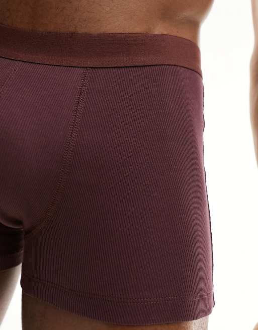ASOS DESIGN - Pakke med 2 par boksershorts i sort og bordeauxrød med tykkere linning, 2 af 4