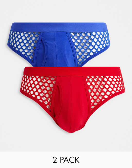 ASOS DESIGN - Pakke med 2 par farverige trusser i net