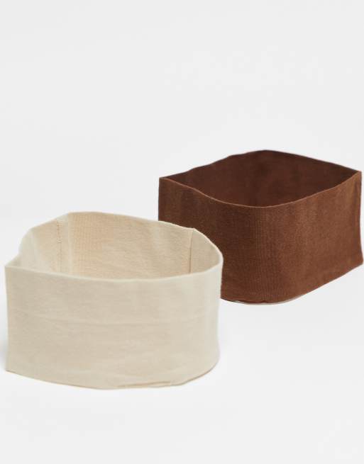 ASOS DESIGN - Pakke med 2 par hårbånd i jersey med neutrale farver, 3 af 4