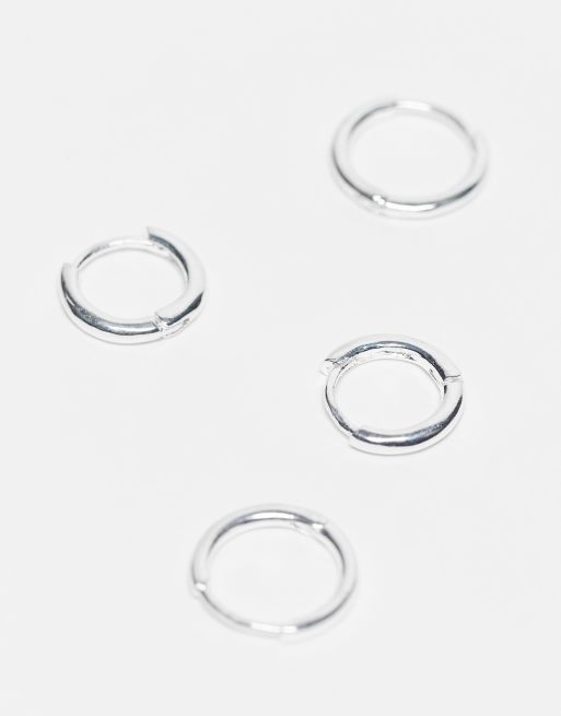 ASOS DESIGN - Pakke med 2 par hoop-øreringe i sølv - 10 mm og 12 mm, 4 af 4