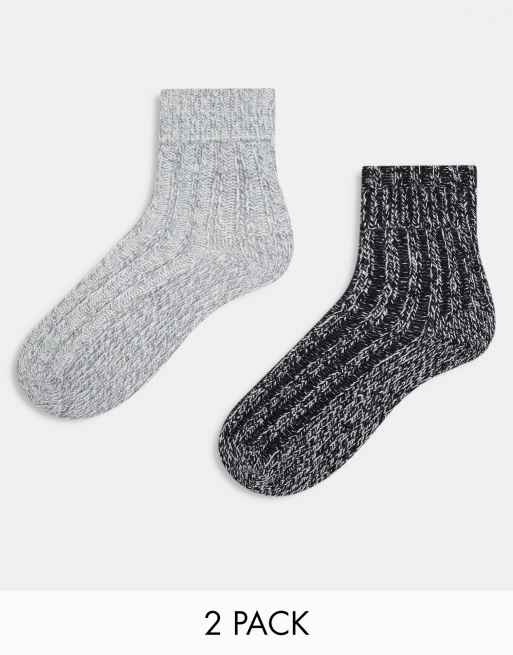 ASOS DESIGN - Pakke med 2 par lounge-sokker i uldblandet strik  