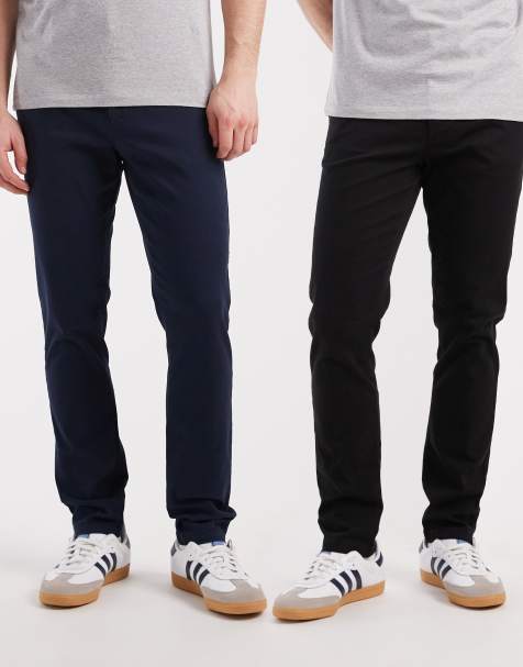 ASOS DESIGN - Pakke med 2 par skinny-chinobukser i sort og marineblå - view 1