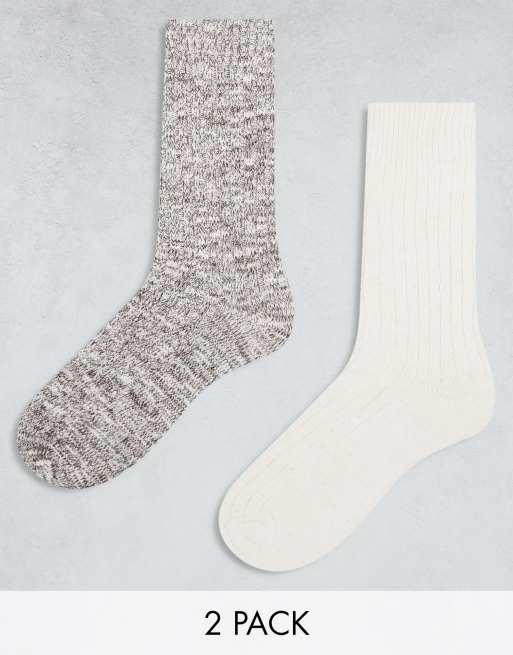 ASOS DESIGN - Pakke med 2 par sokker med blandede designs i brun