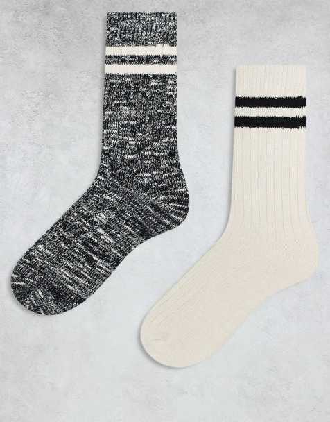 ASOS DESIGN - Pakke med 2 par sokker med striber i sort/hvid - view 1