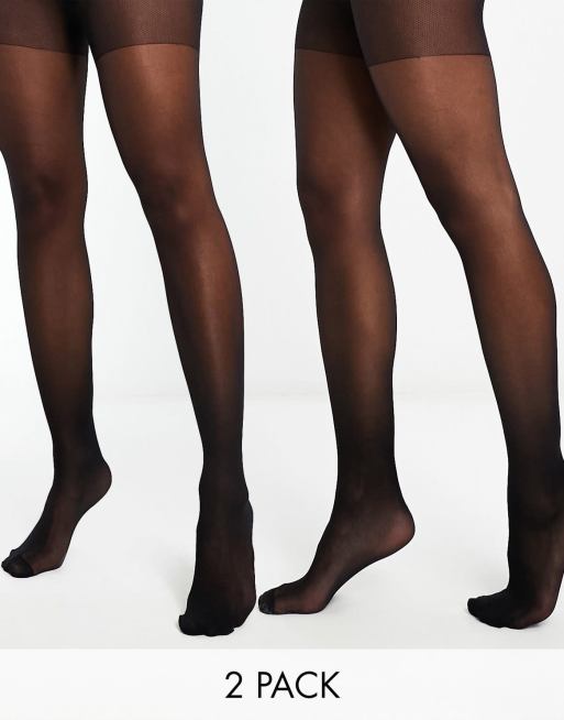 ASOS DESIGN - Pakke med 2 par sorte 15 denier strømpebukser - BLACK