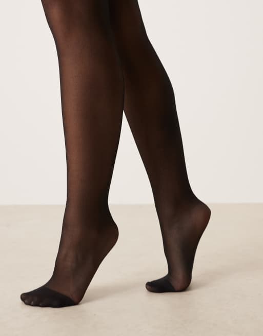 ASOS DESIGN - Pakke med 2 par sorte strømpebukser på 15 denier, 3 af 3