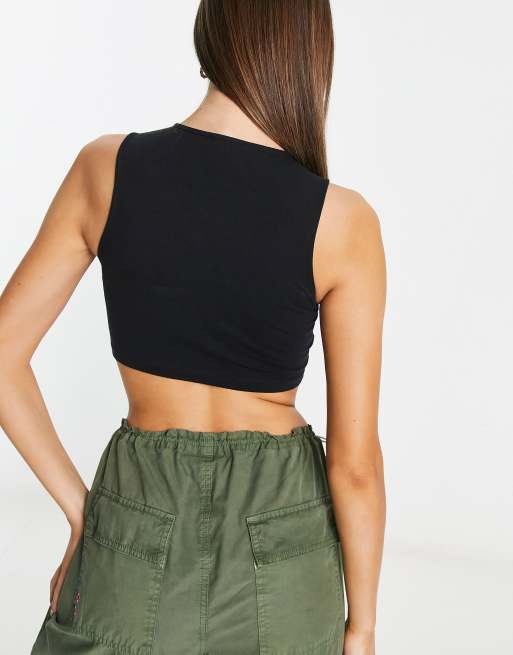 ASOS DESIGN - Pakke med 2 par super-cropped toppe med høj hals i sort og hvid, 2 af 4