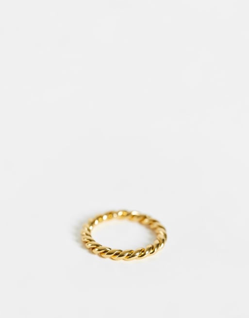 ASOS DESIGN - Pakke med 2 ringe med snoet design og belægning i 14 k guld, 4 af 4